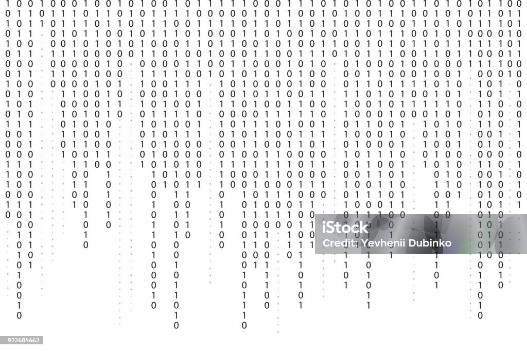 Binary code background. Falling, streaming binary code background. Digital technology wallpaper Binary code background. Falling, streaming binary code background. Digital technology wallpaper. Cyber data, decryption and encryption. Hacker background concept. Vector Binary Code stock vector