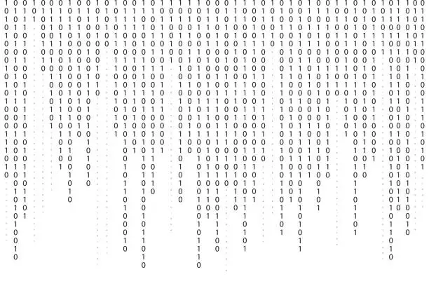 Vector illustration of Binary code background. Falling, streaming binary code background. Digital technology wallpaper