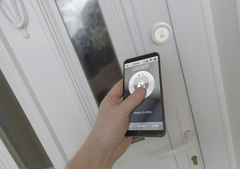 Using a smartphone to open a smart lock on a front door