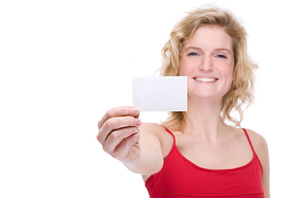 istock Woman with business card 92268771