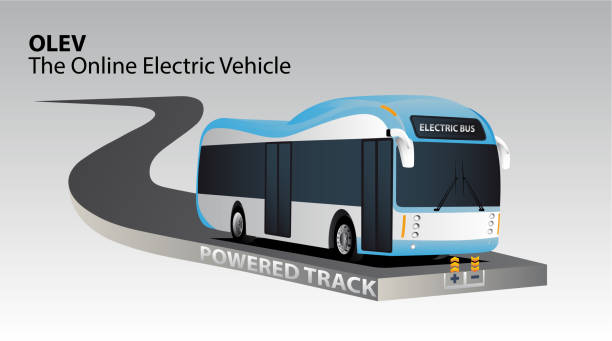 ilustrações, clipart, desenhos animados e ícones de veículo elétrico online - autocarro elétrico