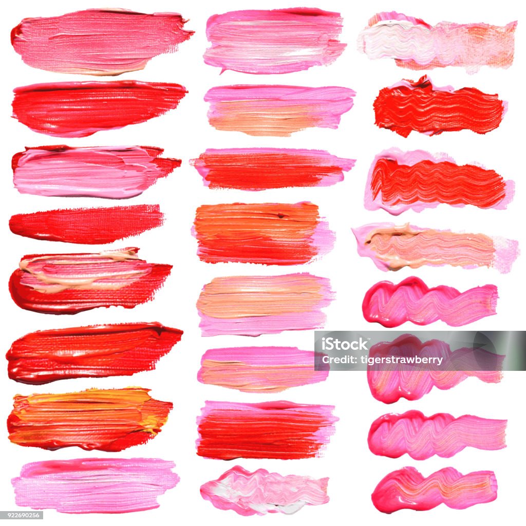 Set of cosmetic texture round stains isolated on white. Vector oil paint texture. Make up colors. vector Lipstick stock vector