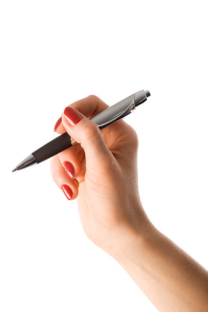 hand with pen stock photo