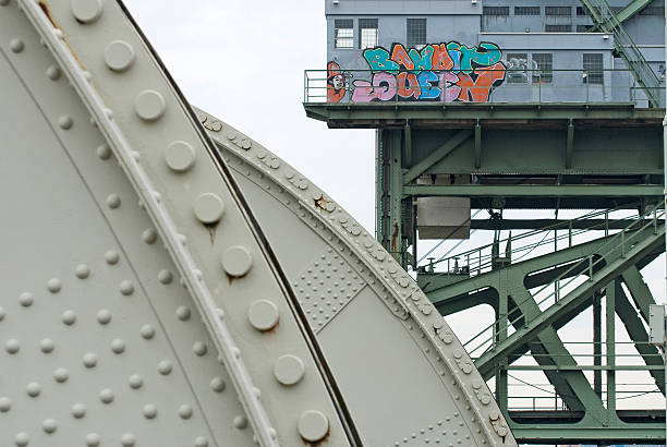 istock graffiti and steel machinery, old industral crane 92269266