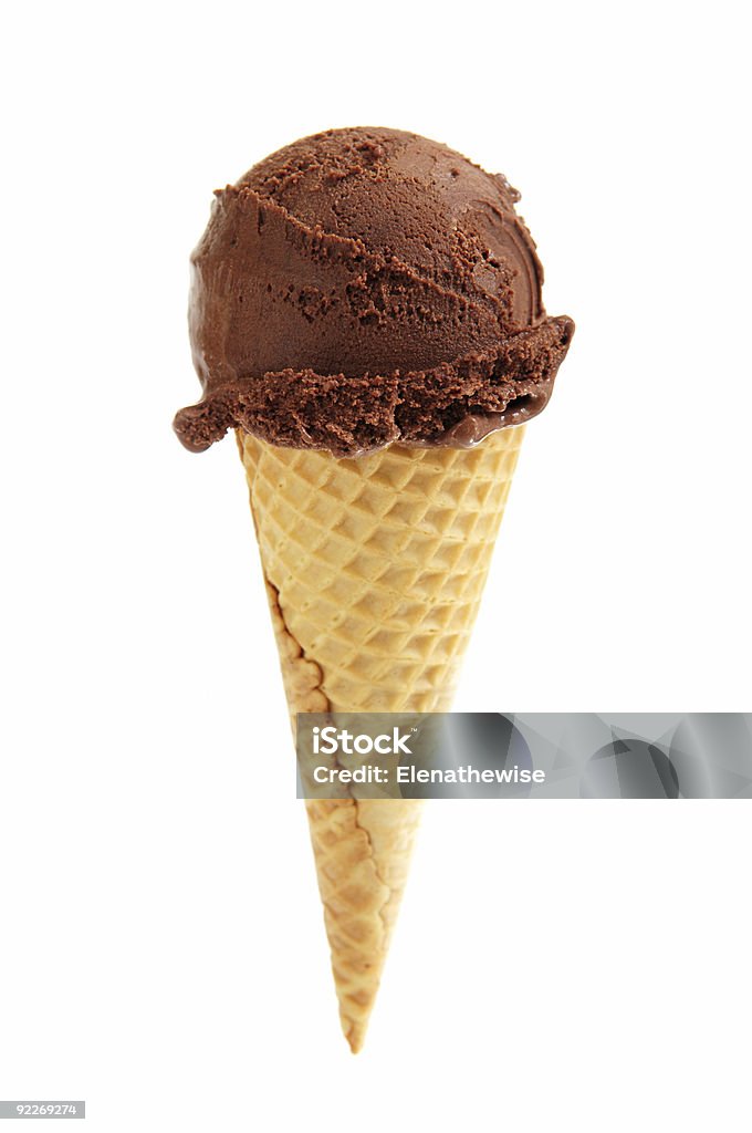 Chocolate ice cream in a sugar cone  Cold Temperature Stock Photo