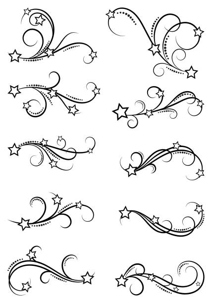 illustrazioni stock, clip art, cartoni animati e icone di tendenza di fioriture vorticose eleganti - illustrazione - flourishes tattoo scroll ornate