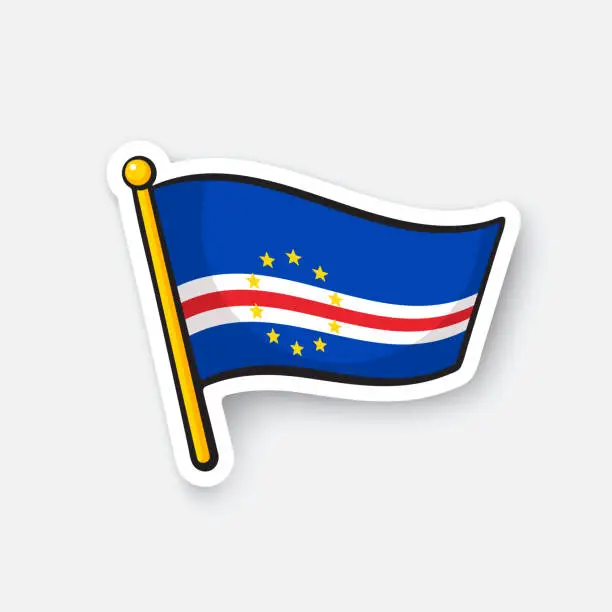 Vector illustration of Sticker national flag of Cape Verde