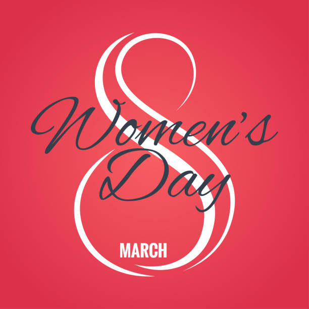 istock 8 march logo. Womens day card on red background 922693148