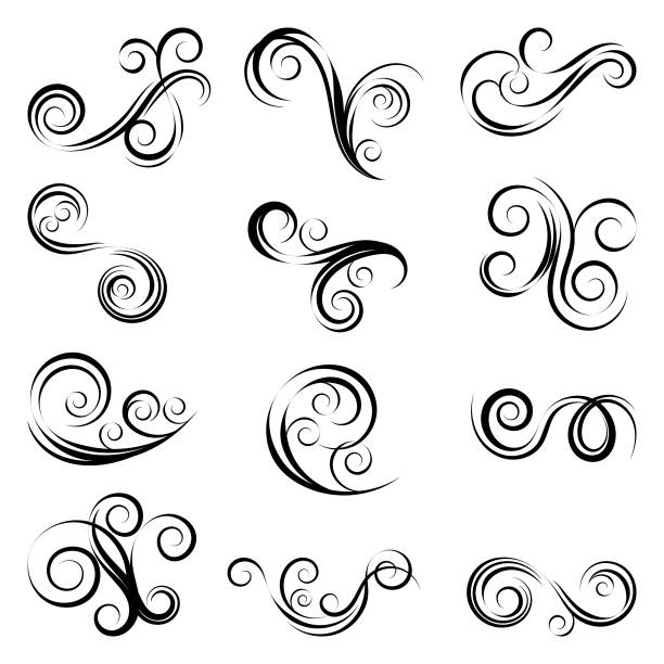 ilustrações, clipart, desenhos animados e ícones de ilustração do vetor de redemoinhos. - flourishes tattoo scroll ornate