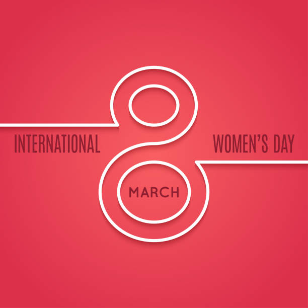 womens day 8 march line concept on red background vector art illustration