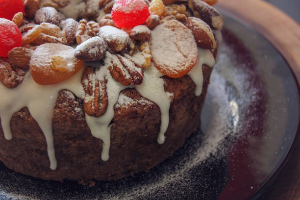 istock Christmas cake with almonds and cherries. 922695398