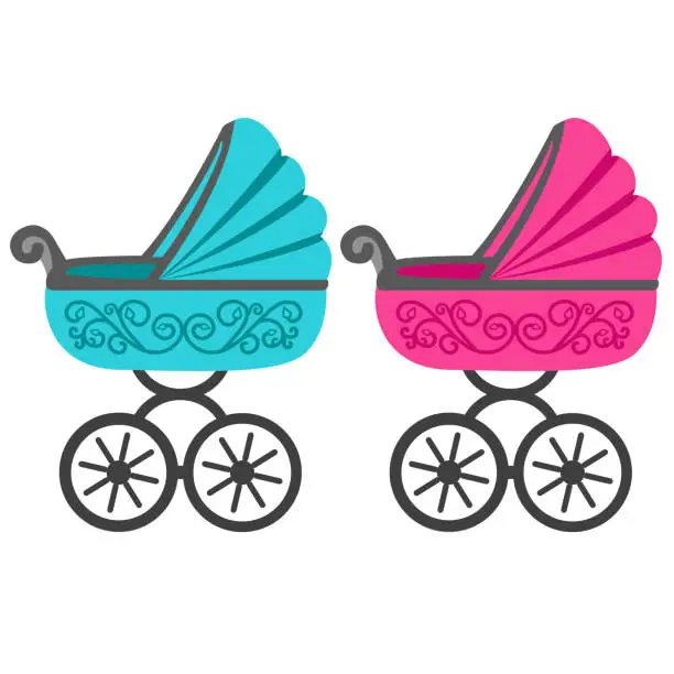 Vector illustration of Illustration of a baby stroller