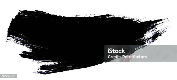 Black Ink Brush Stroke On White Background Stock Photo - Download Image Now - Flying, Instant Camera, At The Edge Of