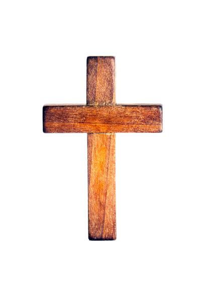 istock Wooden cross at white background 922701596