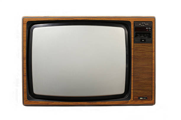 Brown retro television set on a white background 70s type TV Set electron photos stock pictures, royalty-free photos & images