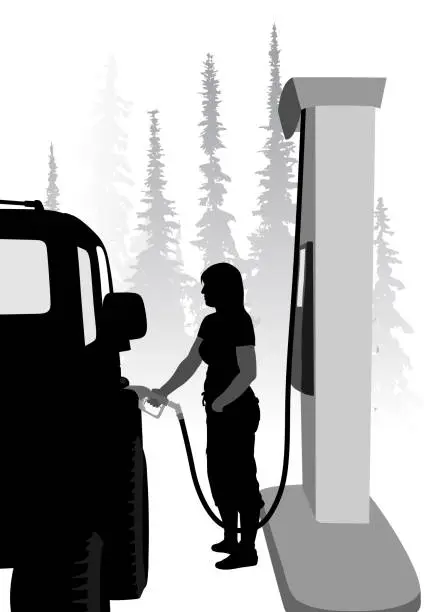 Vector illustration of Outback Gas Station Fill Up