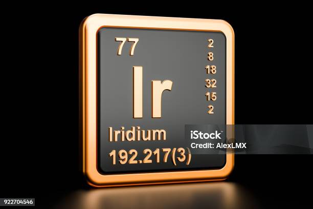 Iridium Ir Chemical Element 3d Rendering Isolated On Black Background Stock Photo - Download Image Now