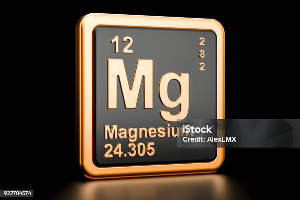 Magnesium Mg Chemical Element 3d Rendering Isolated On Black Background Stock Photo - Download Image Now