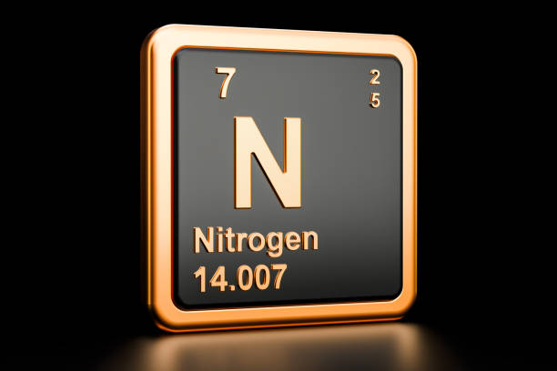 Nitrogen N, chemical element. 3D rendering isolated on black background Nitrogen N, chemical element. 3D rendering isolated on black background nitrogen stock pictures, royalty-free photos & images