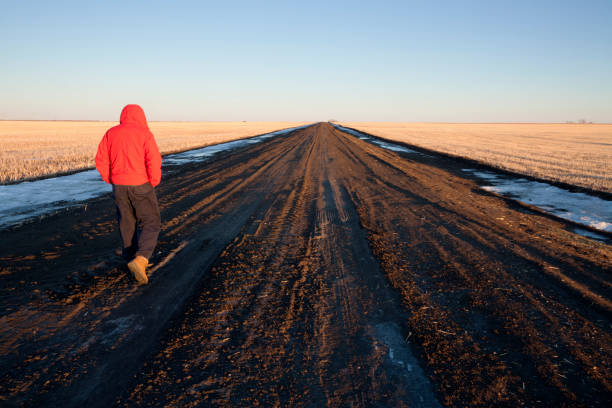 longa estrada na pradaria - saskatchewan country road road prairie - fotografias e filmes do acervo