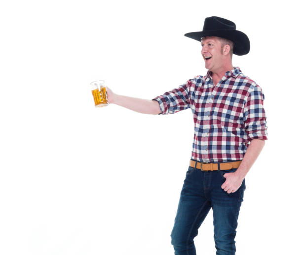 istock Farmer is very happy drinking beer 922706008