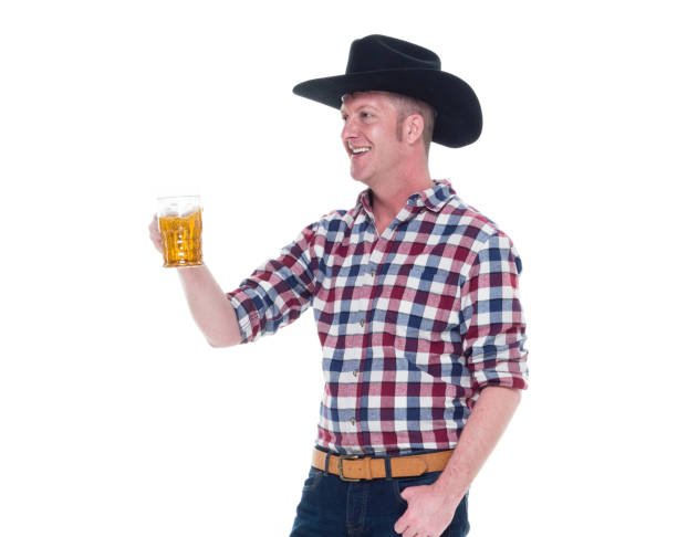 istock Farmer is very happy drinking beer 922706076
