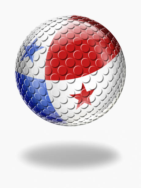 ilustraciones, imágenes clip art, dibujos animados e iconos de stock de esfera de botón de panamá con bandera panameña aislado en blanco - bola 3d de bandera de panamá
