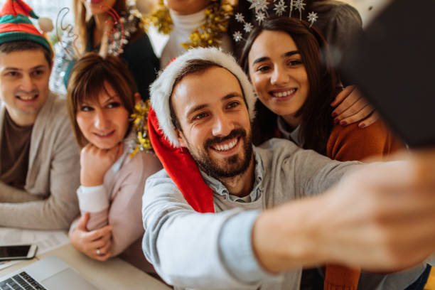 istock Christmas selfie with my team in our office 922712152