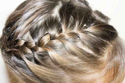 hairstyle with braid of young girl