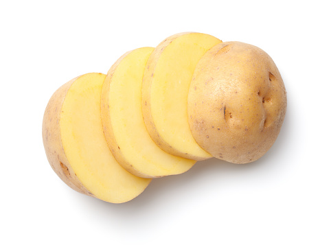 Potato isolated on white background. Top view