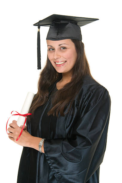 istock Young Woman Graduate Receives Diploma 92271401