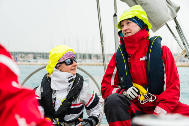 Two Women Discussing on Sailboat