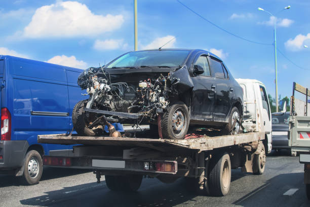 istock wrecker transports broken car 922715246