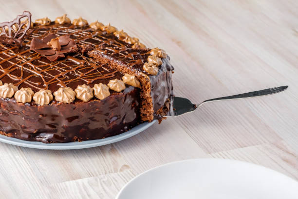 istock Chocolate cake Prague with chocolate buttercreamy. 922715298