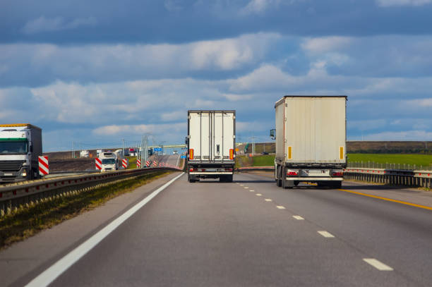 istock trucks goes on the highway 922716136