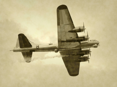 historical aircraft against a dark sky