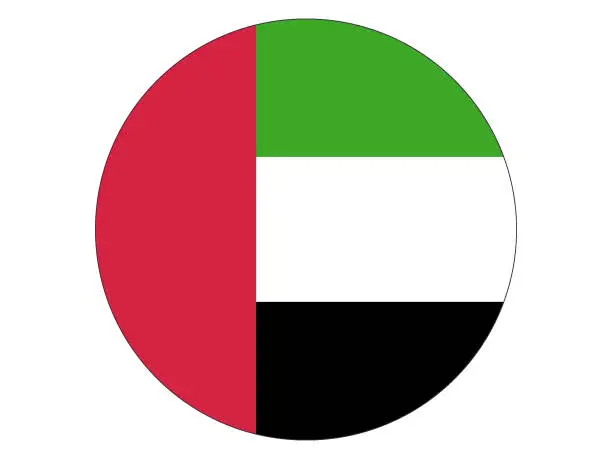 Vector illustration of Round Flag of United Arab Emirates