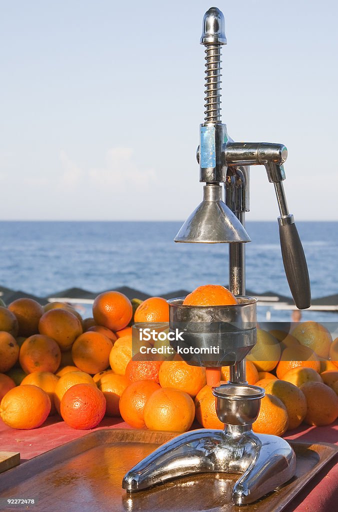 Orangen und manuelle Drücken - Lizenzfrei Bildhintergrund Stock-Foto