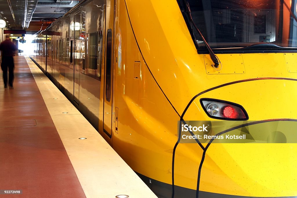 Yellow Train Yellow train in station Blurred Motion Stock Photo