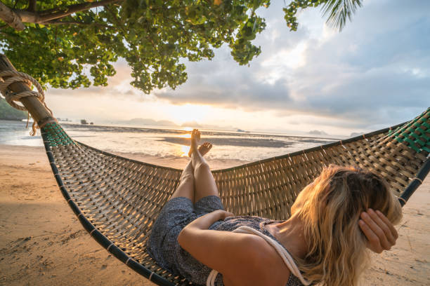 istock Relaxing time, girl on hammock 922726390
