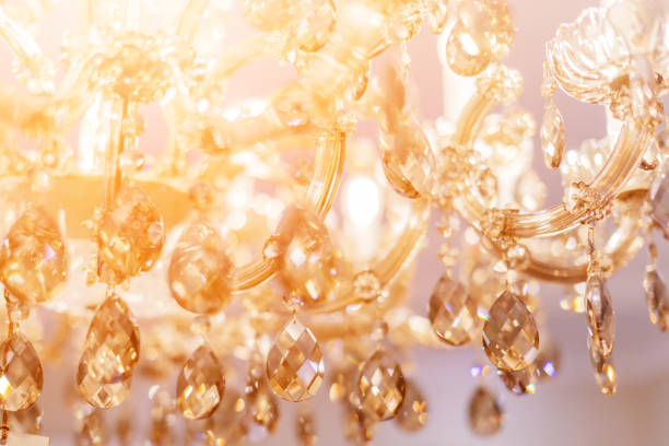 istock Crystal chandelier close-up. Glamour background with copy space 922726436