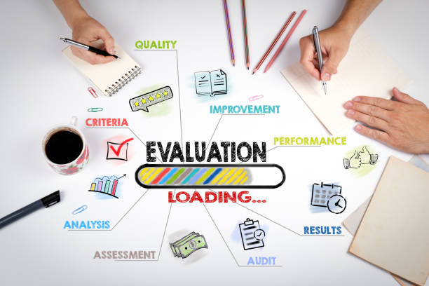 istock evaluation concept. Chart with keywords and icons. The meeting at the white office table 922726666