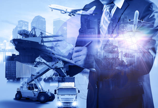 istock Double exposure Business Logistics concept, map global partner connection of Container Cargo freight ship for Logistic Import Export background for Concept of fast or instant shipping, Online goods orders worldwide 922729270