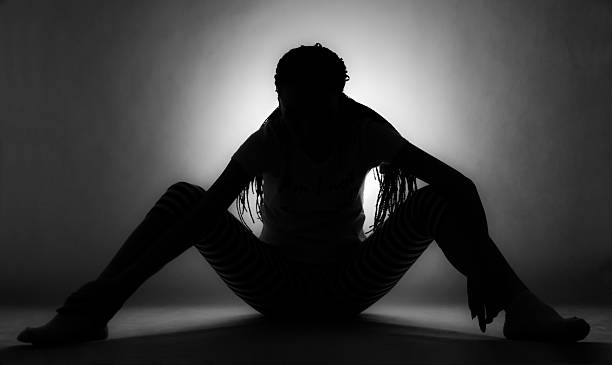 silhouette of girl stock photo