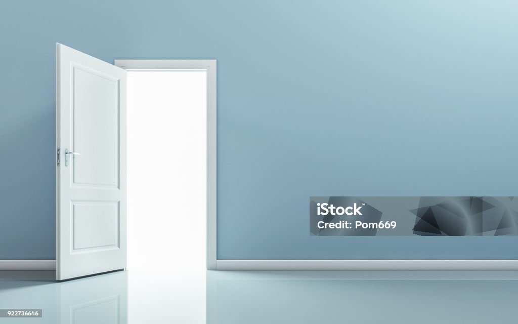 Open door Open door in empty room Door Stock Photo