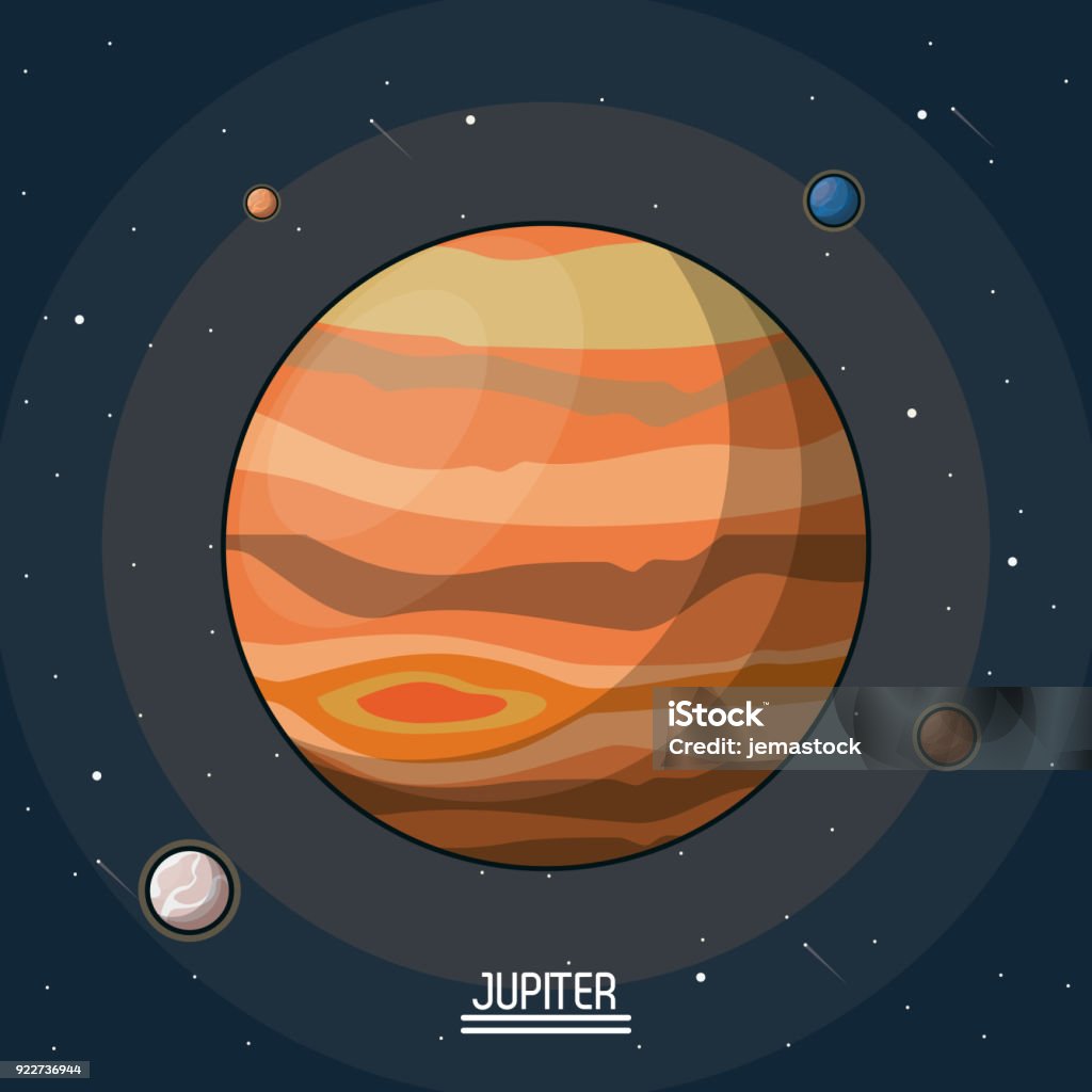 행성의 화려한 포스터와 공간에 목성 위성 0명에 대한 스톡 벡터 아트 및 기타 이미지 - 0명, 거리, 과학 - Istock