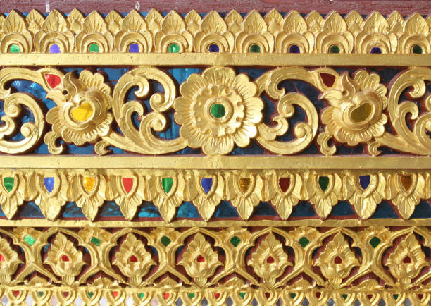 istock traditional Thai style art gold painting pattern on the wall 922738228
