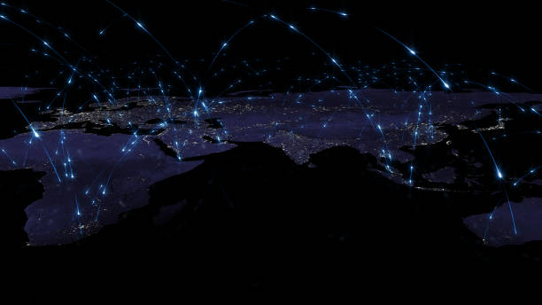 istock 3D rendering abstract of world network, internet and global connection concept. Elements of this image furnished by NASA 922738920