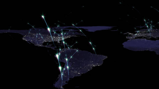 istock 3D rendering abstract of world network, internet and global connection concept. Elements of this image furnished by NASA 922739286