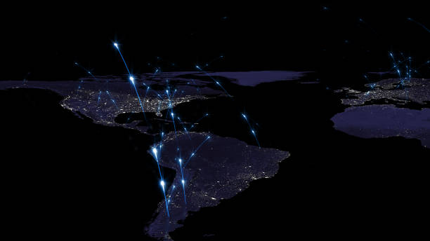 istock 3D rendering abstract of world network, internet and global connection concept. Elements of this image furnished by NASA 922739648